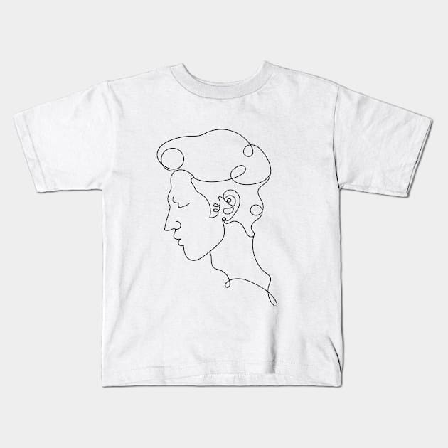 Human Line outline face Kids T-Shirt by alterkiri